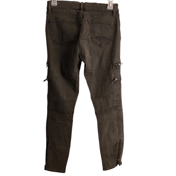 Madewell Moto Skinny Sz 26  Jeans 8” Low Rise Green Gray Zipper Pockets Edgy - Picture 6 of 10